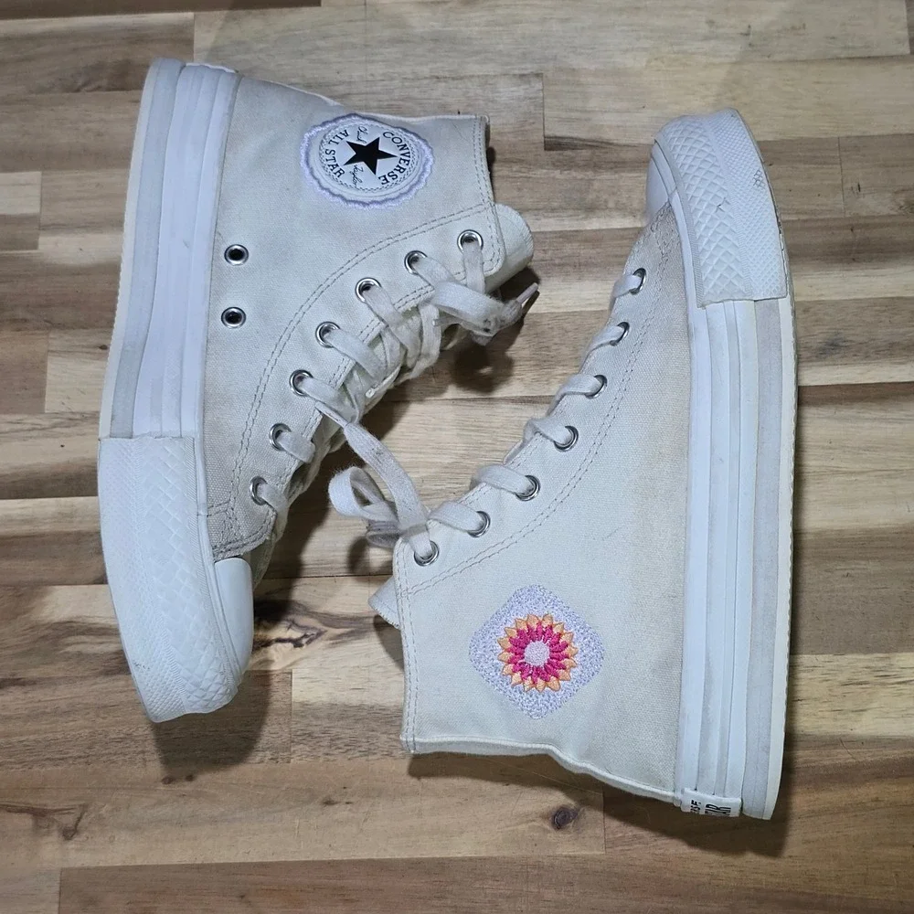 Converse Chuck Taylor All Star Lift Platform Crochet Kids 4.5 White A06084C